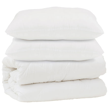 Duntäcke med kudde 3 pcs Vit Mikrofiber