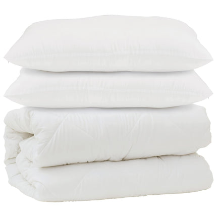 Duntäcke med kudde 3 pcs Vit Mikrofiber