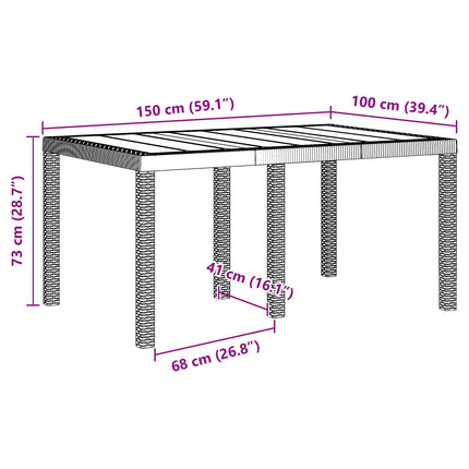 Trädgårdsbord Antracit 150 x 100 x 73 cm konstrotting