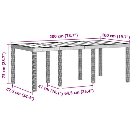 Trädgårdsbord Vit 200 x 100 x 73 cm konstrotting