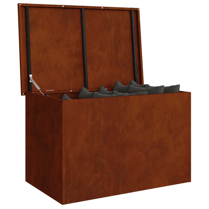 Trädgårdsförvaringskuddebox Stål 80 x 50,5 x 50 cm Rostig