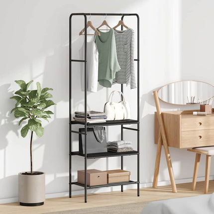 Klädhängare med hylla Svart Ek 60 x 30 x 171 cm Konstruerat trä