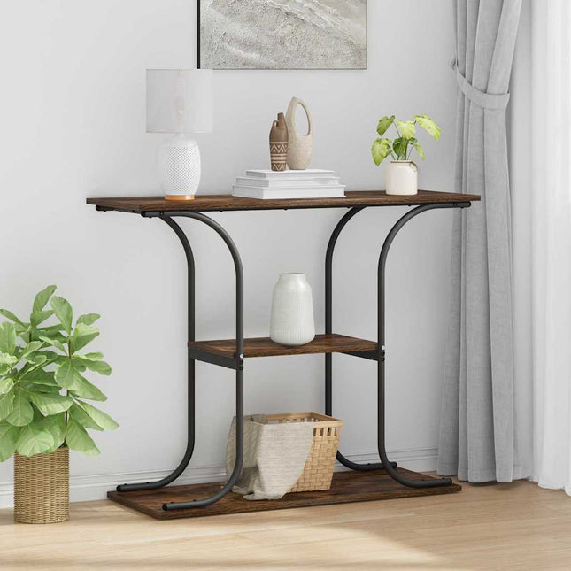 Konsolbord med hylla Rökt ek 101 x 35 x 80,5 cm Konstruerat trä
