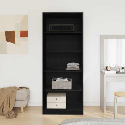 Garderob med hylla Svart Ek 80 x 50 x 200 cm Konstruerat trä