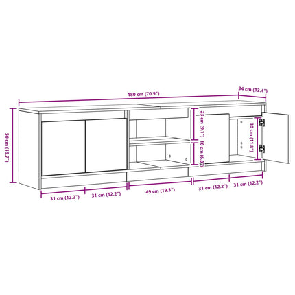 TV Enheter 2 pcs Brun 180 x 34 x 50 cm Konstruerat trä