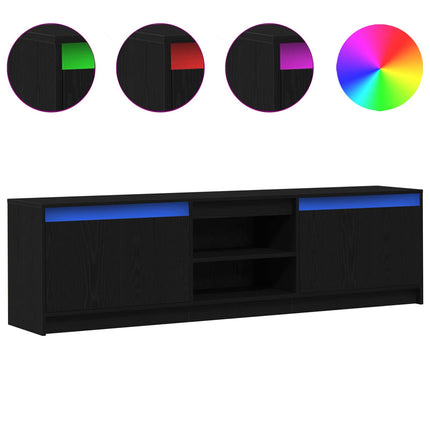 TV Enheter 2 pcs Svart 180 x 34 x 50 cm Konstruerat trä