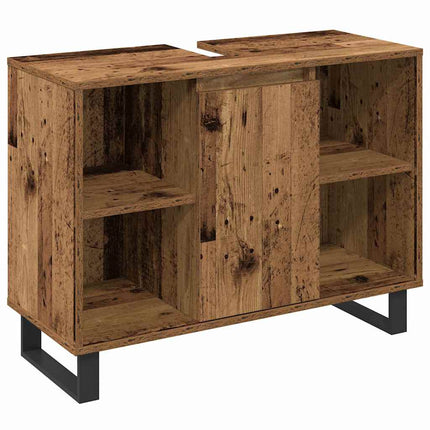 Badrumsmöbelset med hylla med dörr 3 pcs Brun Konstruerat trä