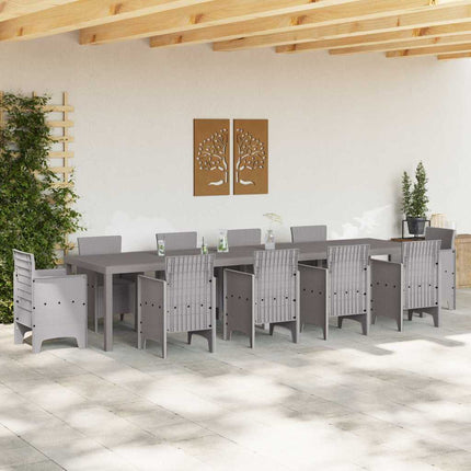Trädgårdsbord Ljusgrå 350 x 100 x 74 cm konstrotting