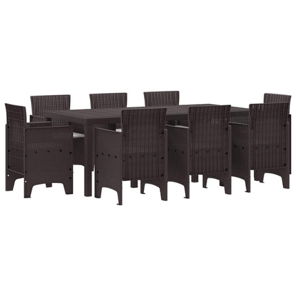Trädgårdsmöbelset 9 pcs Brun Polypropylen