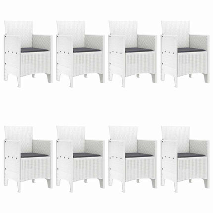 Trädgårdsmöbelset 9 pcs Vit Polypropylen