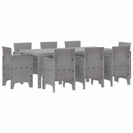 Trädgårdsmöbelset 9 pcs Ljusgrå Polypropylen