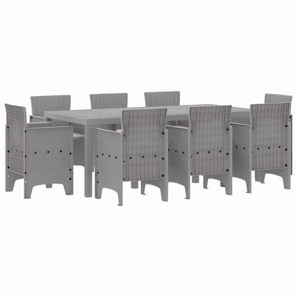 Trädgårdsmöbelset 9 pcs Ljusgrå Polypropylen