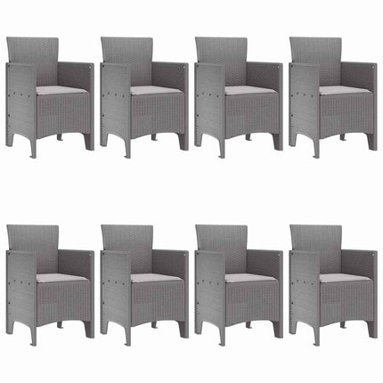 Trädgårdsmöbelset 9 pcs Ljusgrå Polypropylen