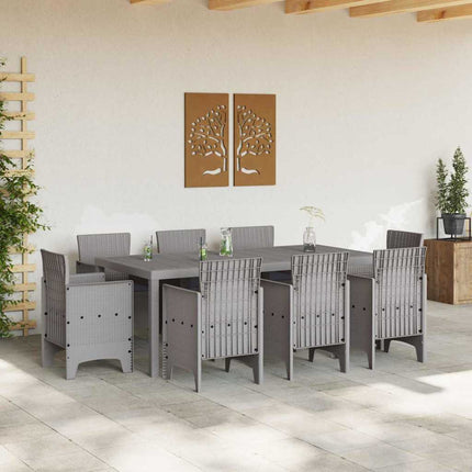 Trädgårdsmöbelset 9 pcs Ljusgrå Polypropylen