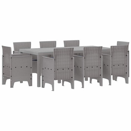 Trädgårdsmöbelset 9 pcs Ljusgrå Polypropylen