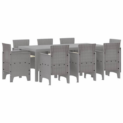 Trädgårdsmöbelset 9 pcs Ljusgrå Polypropylen
