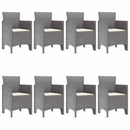 Trädgårdsmöbelset 9 pcs Ljusgrå Polypropylen