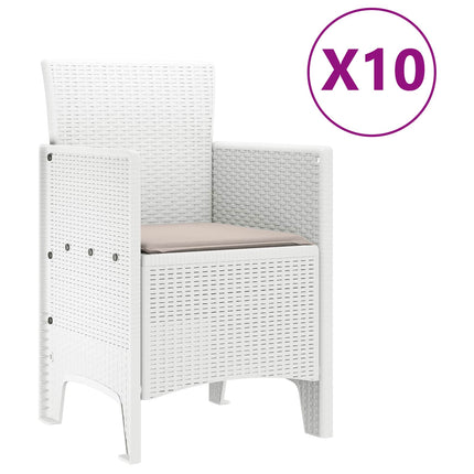Trädgårdsmöbelset 11 st Vit Polypropylen