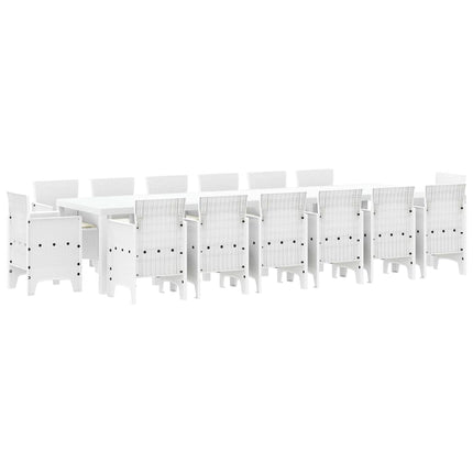 Trädgårdsmöbelset 15 pcs Vit Polt rotting