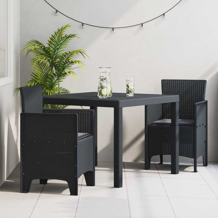 Trädgårdsmöbelset 3 pcs Antracit Polypropylen
