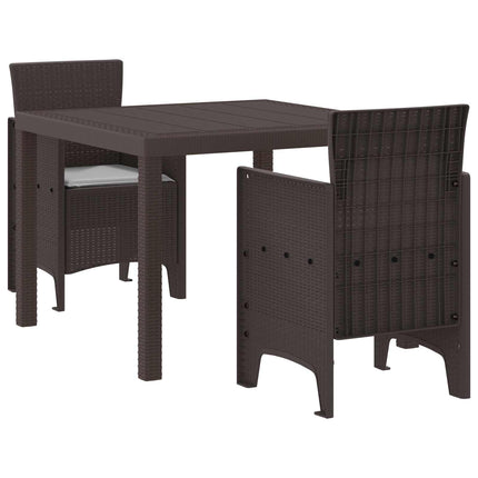 Trädgårdsmöbelset 3 pcs Brun Polypropylen