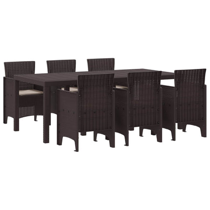 Trädgårdsmöbelset 7 pcs Brun Polypropylen