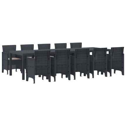 Trädgårdsmöbelset 11 st Antracit Poly rattan
