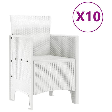 Trädgårdsmöbelset 11 pcs Vit Rattan och Stål