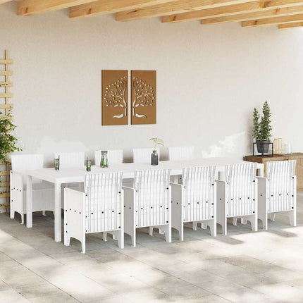 Trädgårdsmöbelset 11 pcs Vit och Ljusgrå Rattan och polyester