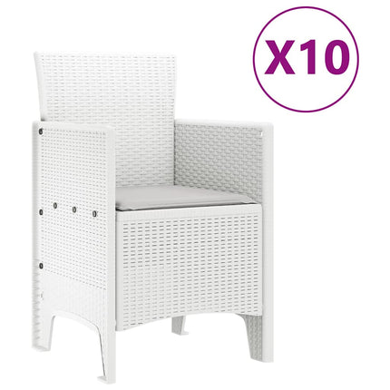 Trädgårdsmöbelset 11 pcs Vit och Ljusgrå Rattan och polyester