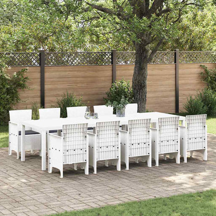 Trädgårdsmöbelset 11 pcs Vit Poly rattan och Aluminium