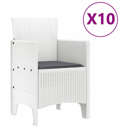 Trädgårdsmöbelset 11 st Vit Poly rattan och Aluminium