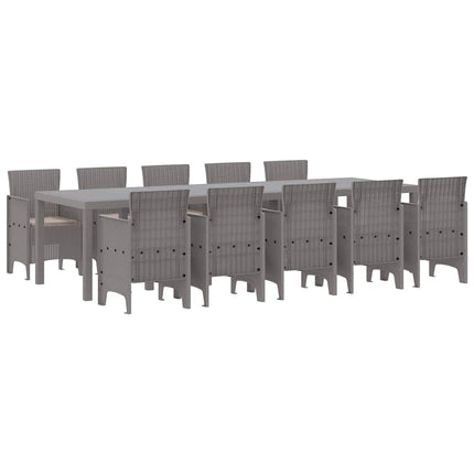 Trädgårdsmöbelset 11 st Ljusgrå Poly rattan
