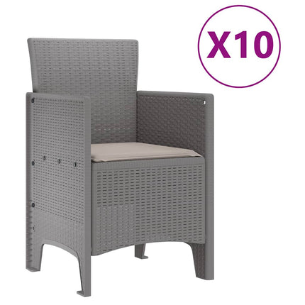 Trädgårdsmöbelset 11 st Ljusgrå Poly rattan