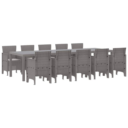 Trädgårdsmöbelset 11 st Ljusgrå Rattan och Aluminium