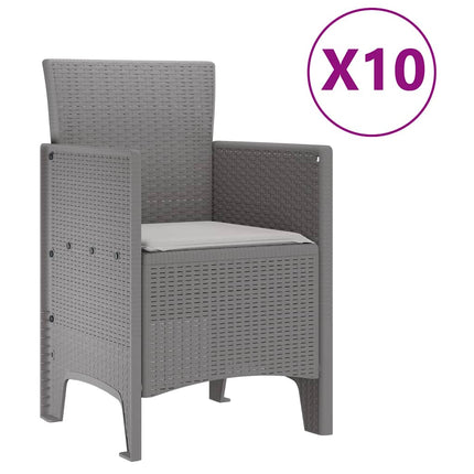 Trädgårdsmöbelset 11 st Ljusgrå Rattan och Aluminium