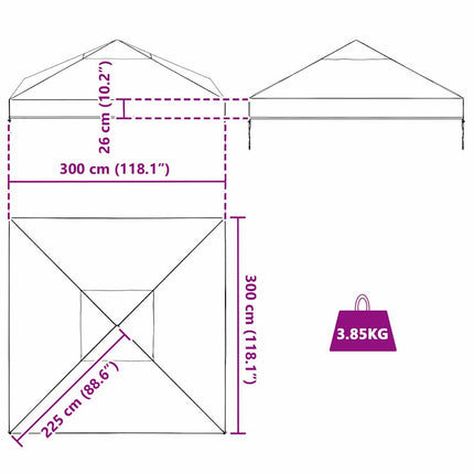 Gazebo överdrag ersättning 300 x 300 x 26 cm Transparent PVC