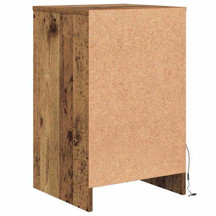 LED Sängbord Cabinet med låda 2 pcs Gammalt trä 38 x 34 x 61 cm