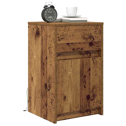 LED Sängbord Cabinet 2 st Gammalt trä 38 x 34 x 61 cm