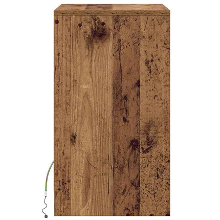 LED Sängbord Cabinet 2 st Gammalt trä 38 x 34 x 61 cm