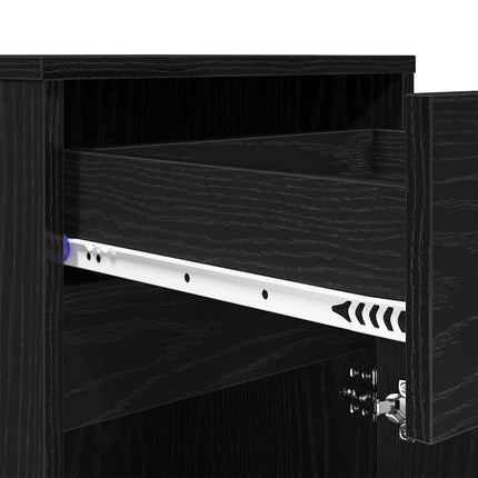 LED Sängbord Cabinet Svart ek 38 x 34 x 61 cm Konstruerat trä