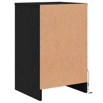 LED Sängbord Cabinet Svart ek 38 x 34 x 61 cm Konstruerat trä