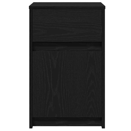 LED Sängbord Cabinet med låda 2 pcs Svart ek 38 x 34 x 61 cm