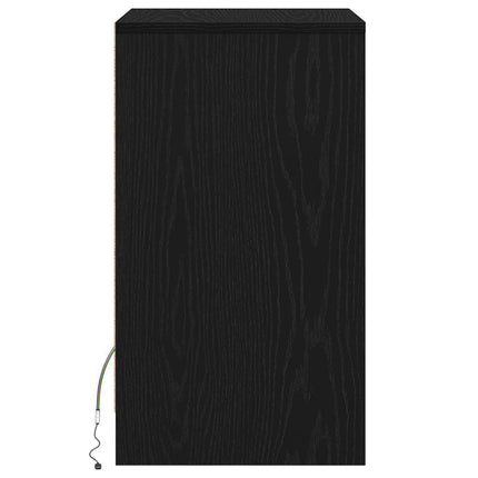 LED Sängbord Cabinet med låda 2 pcs Svart ek 38 x 34 x 61 cm
