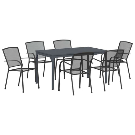 Trädgårdsmöbelset 7 pcs Antracit Pulverlackerad stål