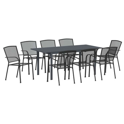 Trädgårdsmöbelset 9 pcs Antracit Pulverlackerad stål