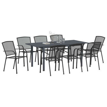Trädgårdsmöbelset 9 pcs Antracit Pulverlackerad stål