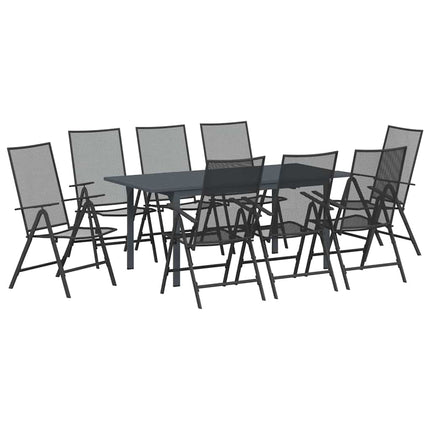Trädgårdsmöbelset 9 pcs Antracit Pulverlackerad stål