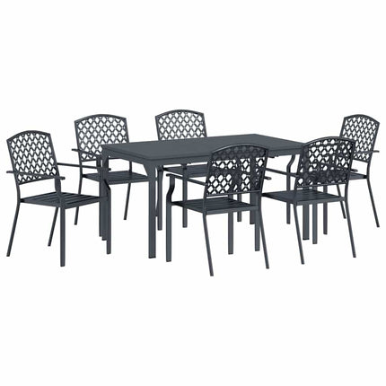 Trädgårdsmöbelset 7 pcs Antracit Pulverlackerad stål