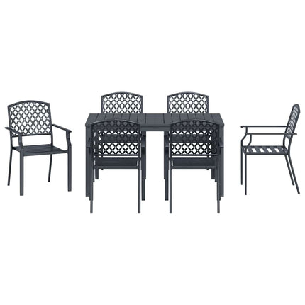 Trädgårdsmöbelset 7 pcs Antracit Pulverlackerad stål